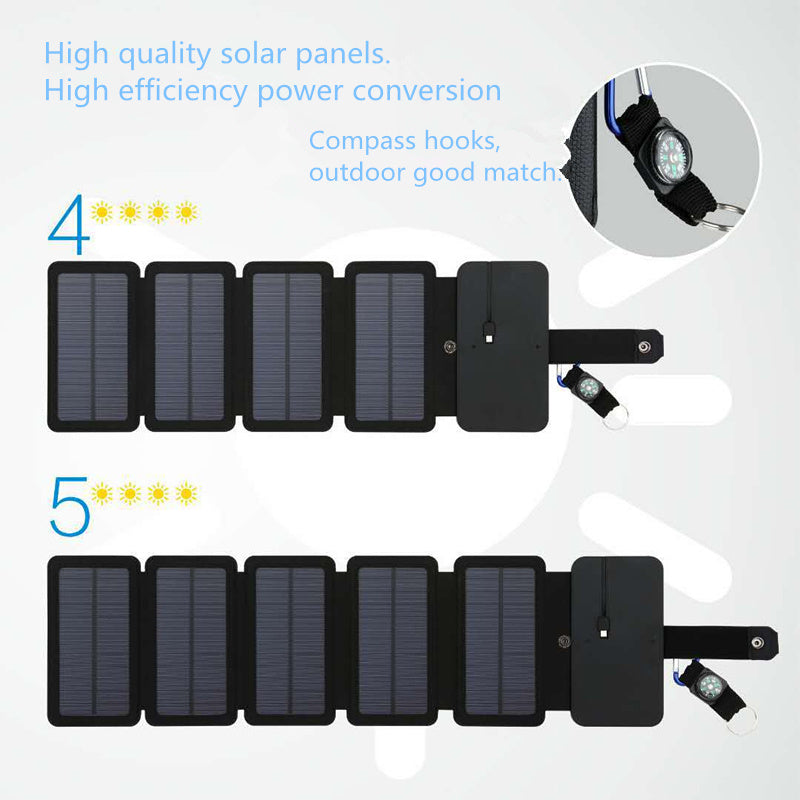 Solar panel with compass hooks on a white background