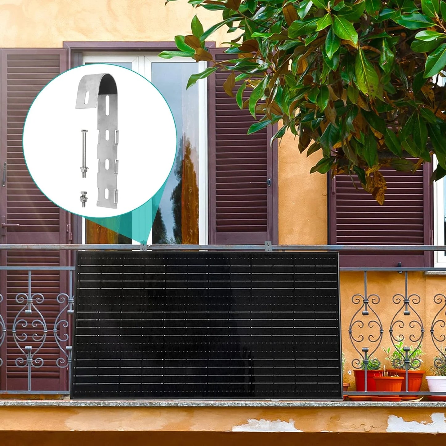 Solar Panel Curved Hooks for Balcony Railing - Stainless Steel Hooks - Renewable Depot