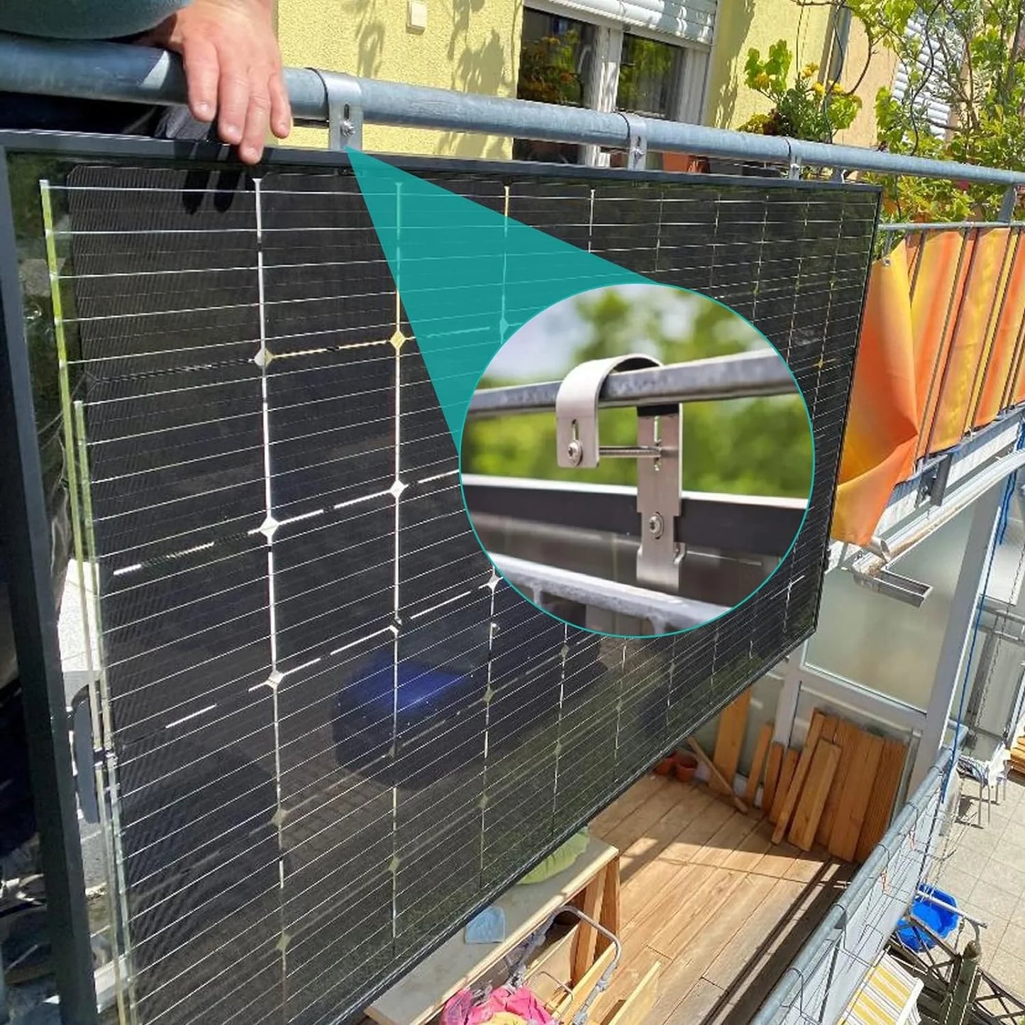 Solar Panel Curved Hooks for Balcony Railing - Stainless Steel Hooks - Renewable Depot