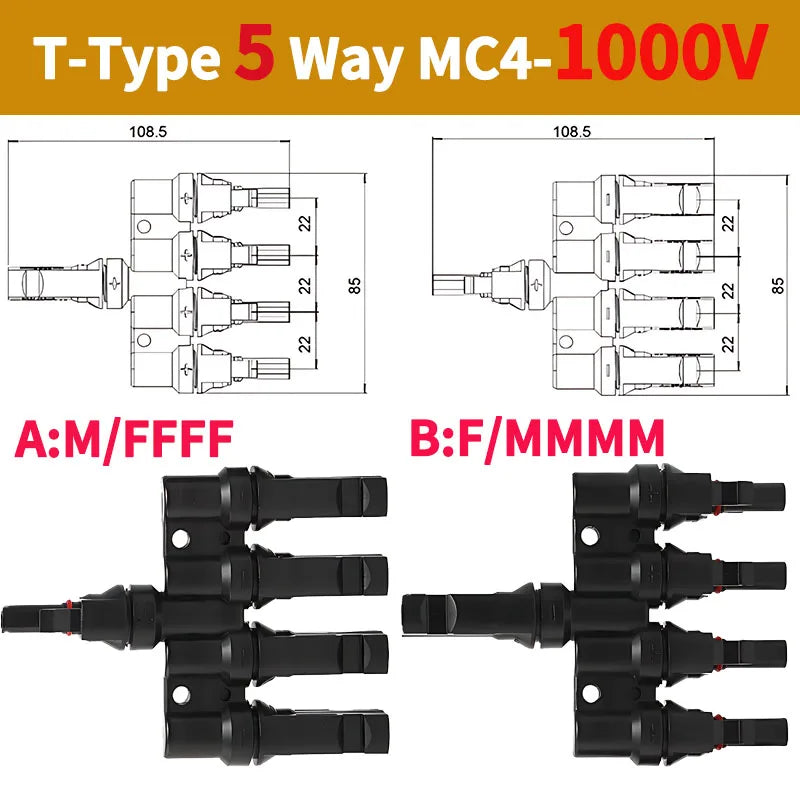 Solar Panel Parallel Connectors-T Branch 3/4/5/6/7Way - Renewable Depot