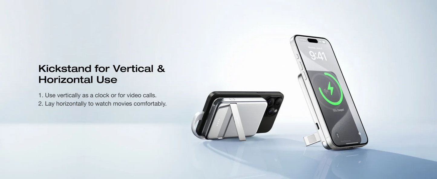 ECOFLOW Rapid Wireless Power Bank 5000mAh with Stand & Built-in USB-C Cables - Renewable Depot