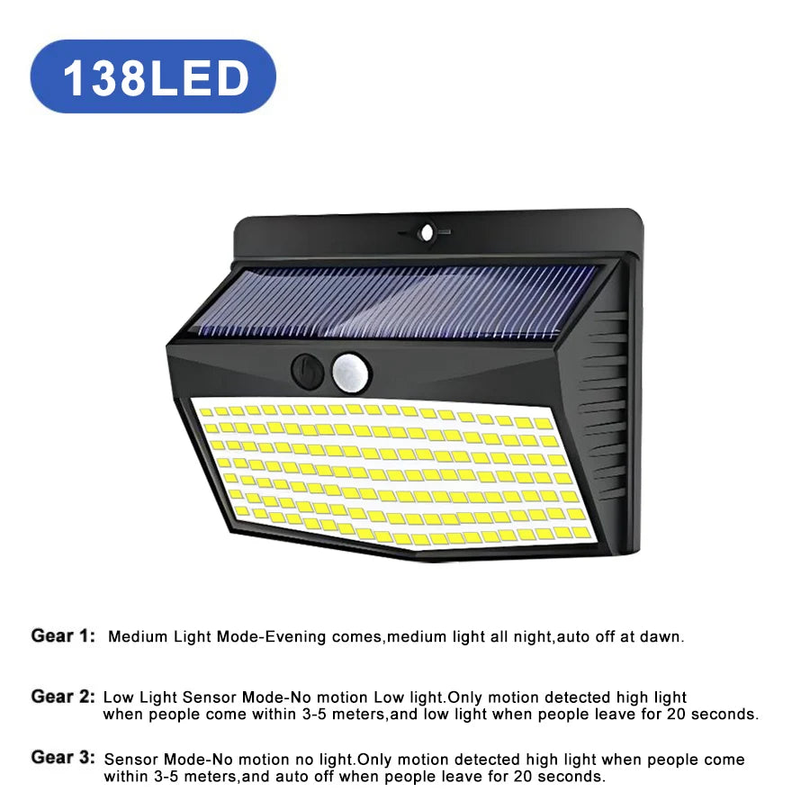 138 LED Solar Outdoor Lights