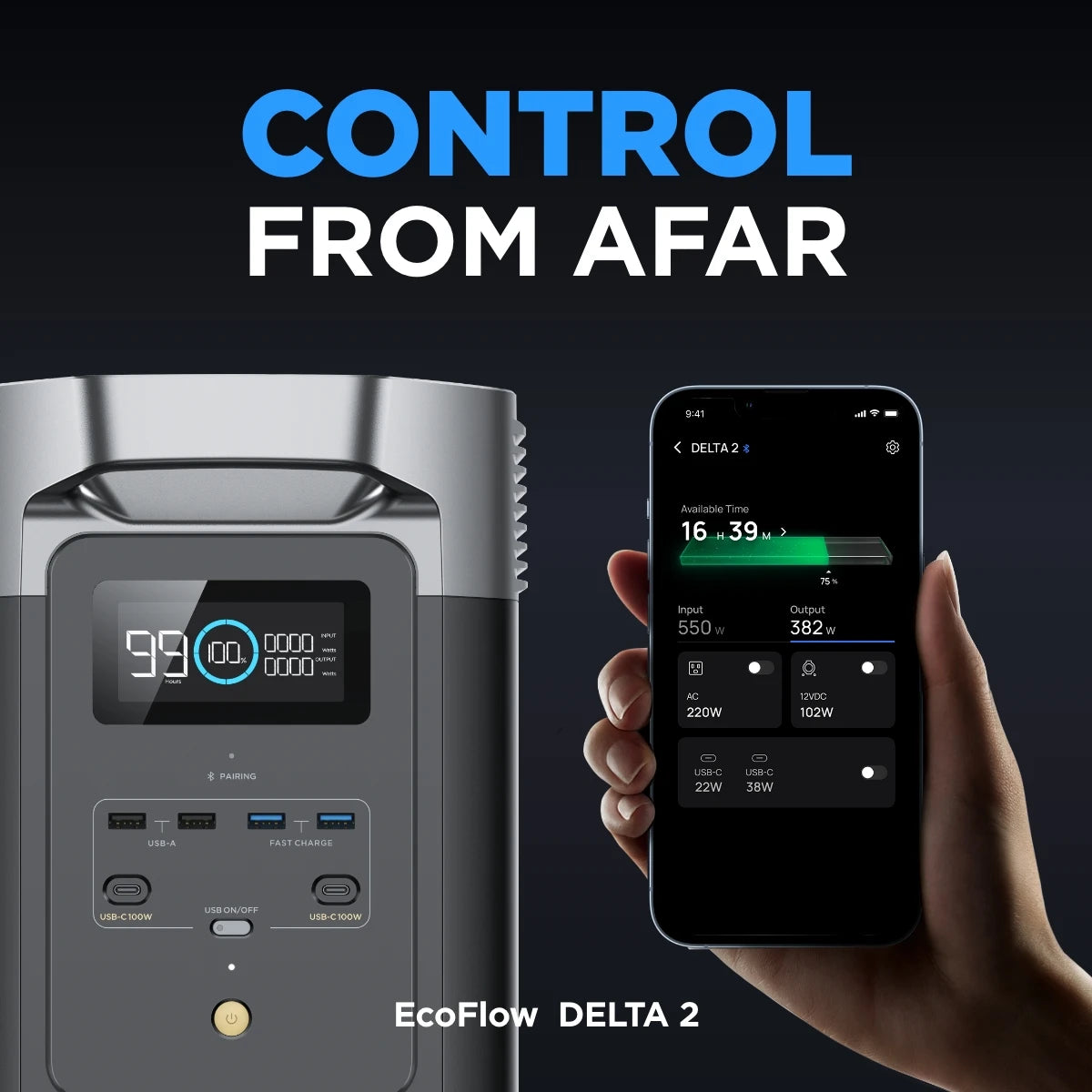 EcoFlow Portable Power Station DELTA 2 LiFePO4 Battery, Solar Powered Generator - Renewable Depot