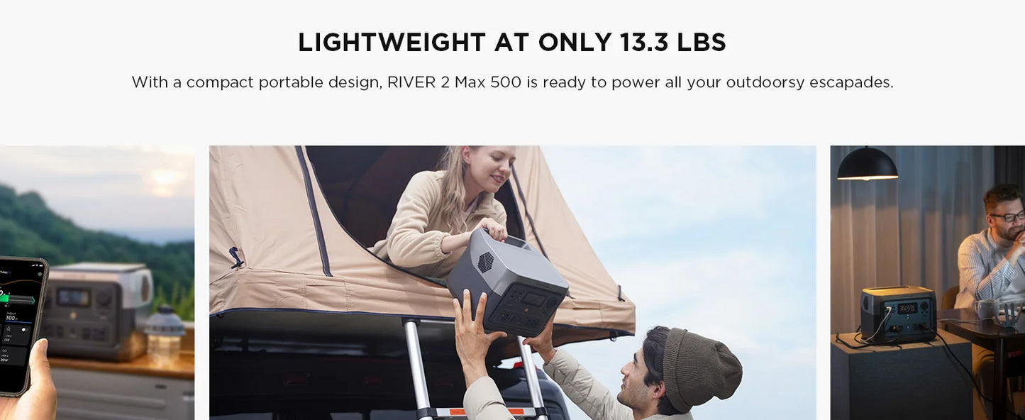 ECOFLOW Portable Power Station RIVER 2 Max, 499Wh/512Wh LiFePO4 Battery - Renewable Depot