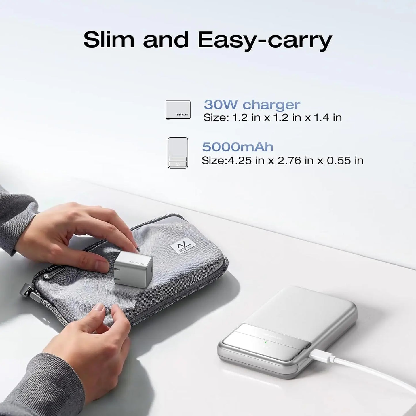 ECOFLOW Rapid Wireless Power Bank 5000mAh with Stand & Built-in USB-C Cables - Renewable Depot