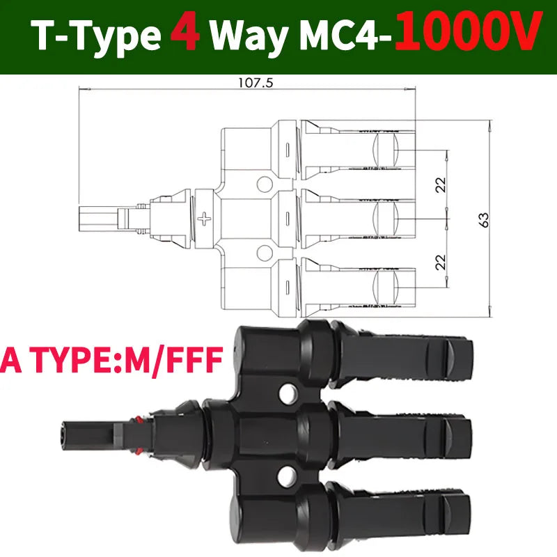 Solar Panel Parallel Connectors-T Branch 3/4/5/6/7Way - Renewable Depot