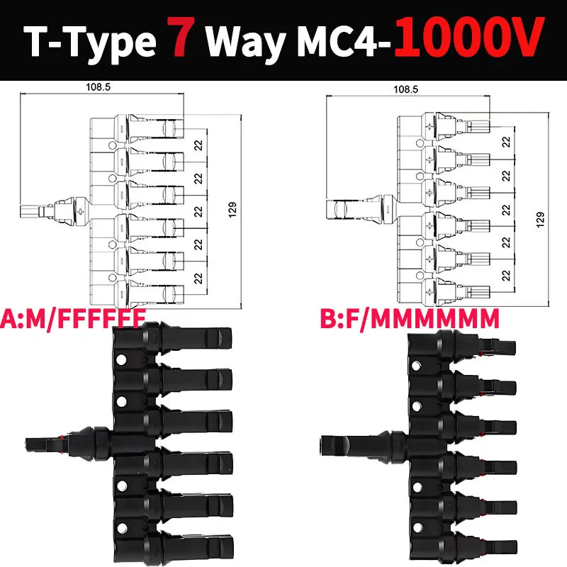 Solar Panel Parallel Connectors-T Branch 3/4/5/6/7Way - Renewable Depot