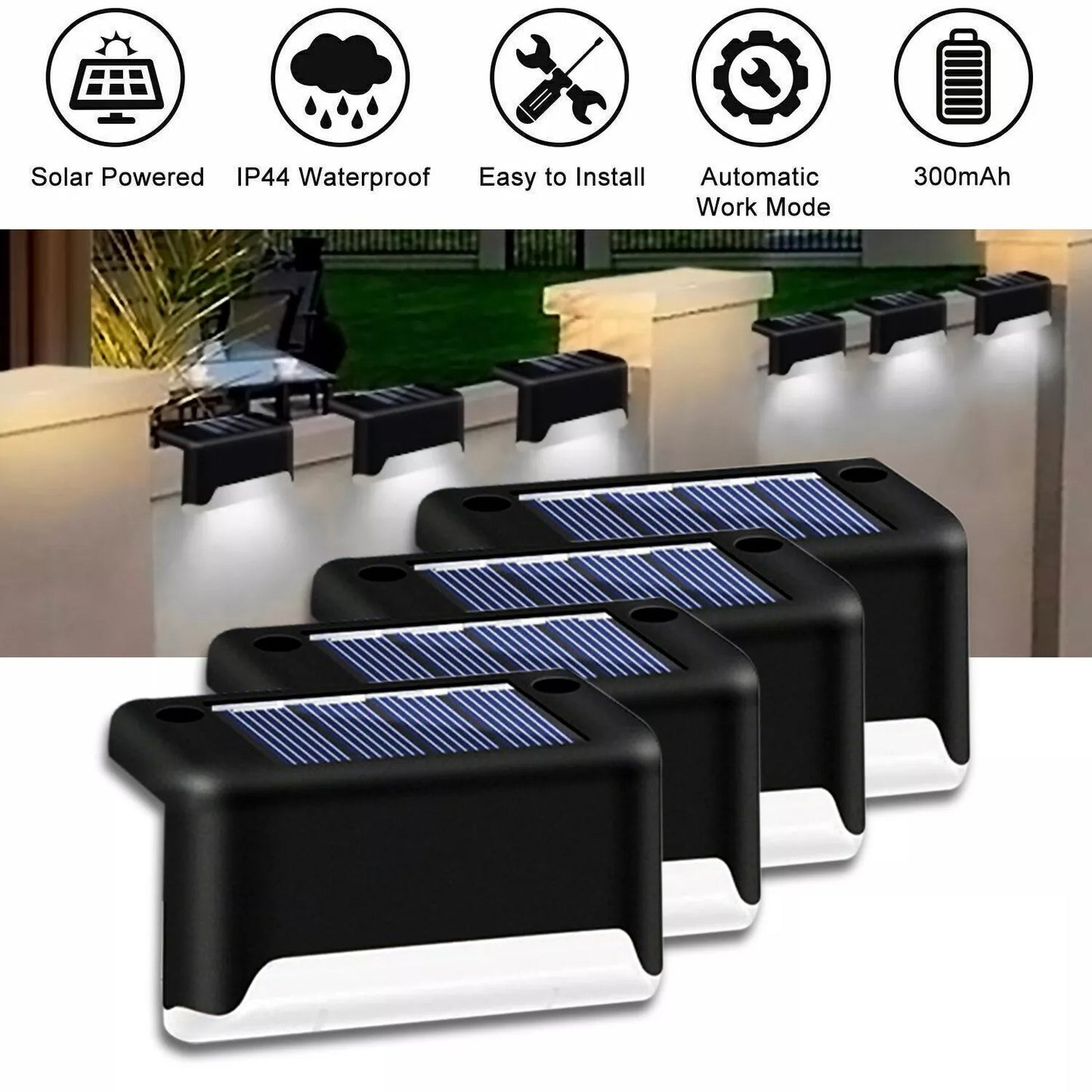 Solar LED Deck Step Lights 4 Pack