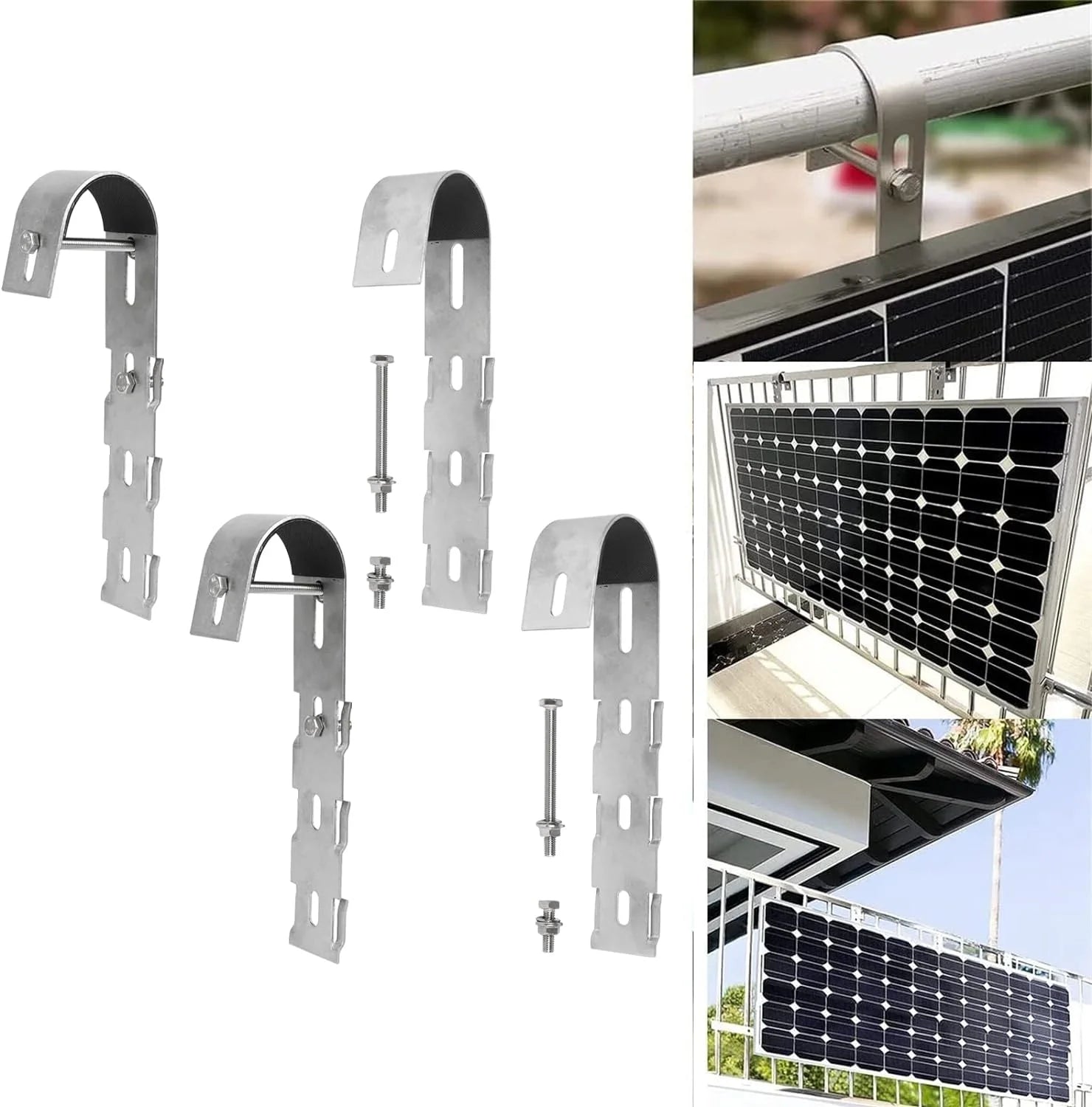 Solar Panel Curved Hooks for Balcony Railing - Stainless Steel Hooks - Renewable Depot
