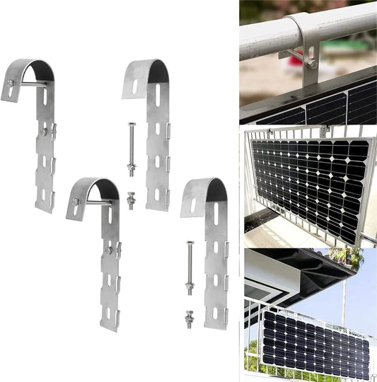 Solar Panel Curved Hooks for Balcony Railing - Stainless Steel Hooks - Renewable Depot