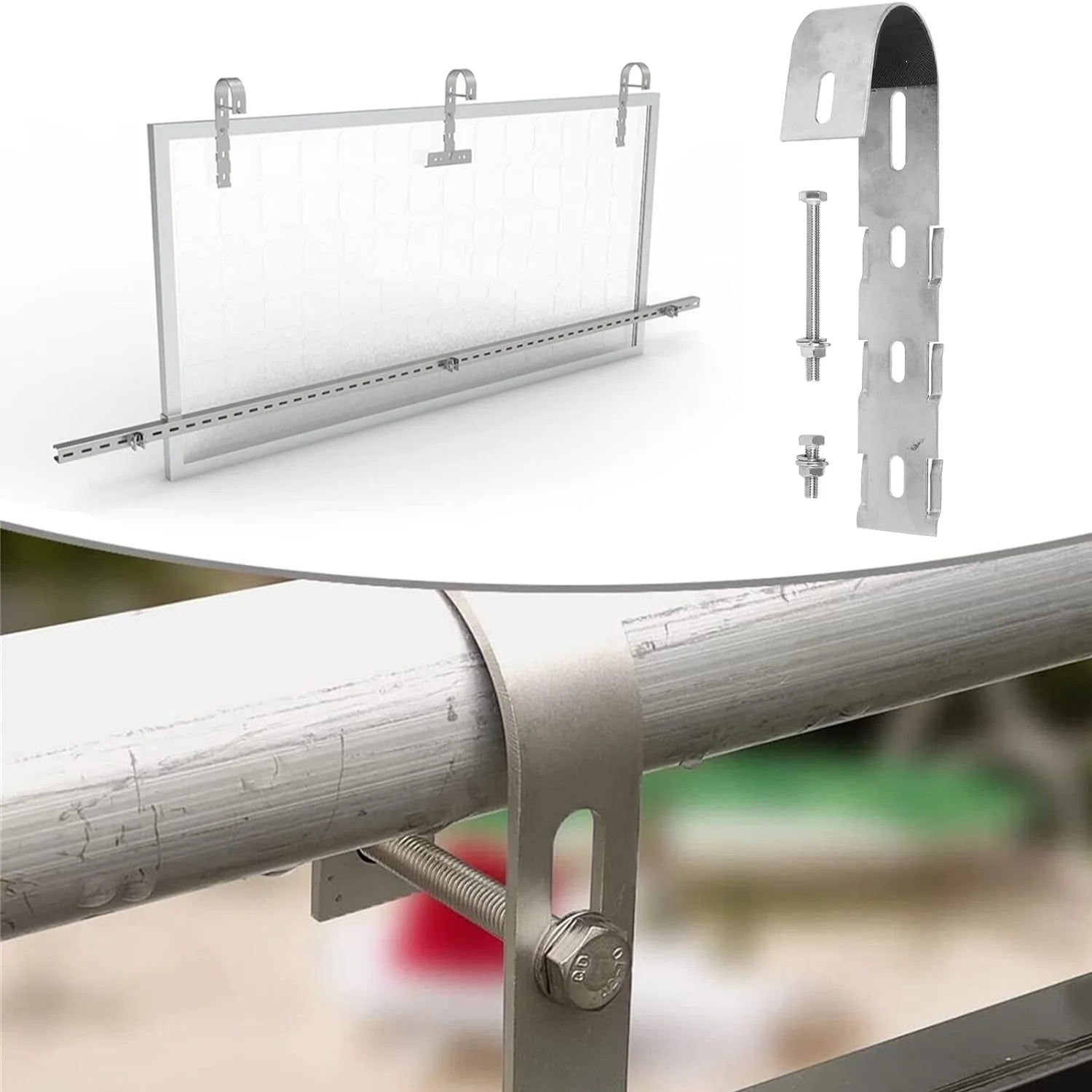 Solar Panel Curved Hooks for Balcony Railing - Stainless Steel Hooks - Renewable Depot