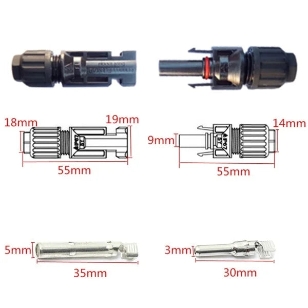 Photovoltaic Solar Connectors - Male & Female IP67 Waterproof Connector