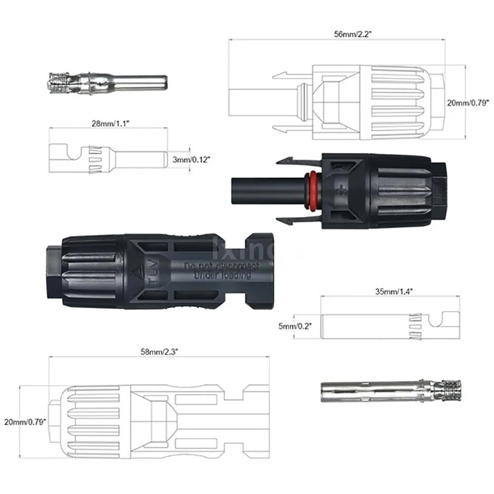 Photovoltaic Solar Connectors - Male & Female IP67 Waterproof Connector