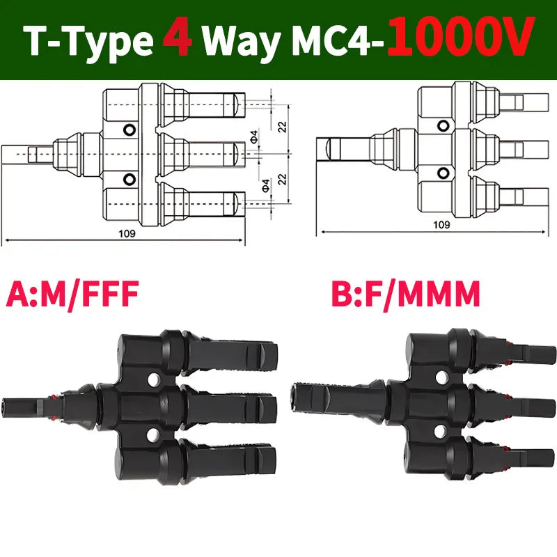 Solar Panel Parallel Connectors-T Branch 3/4/5/6/7Way - Renewable Depot