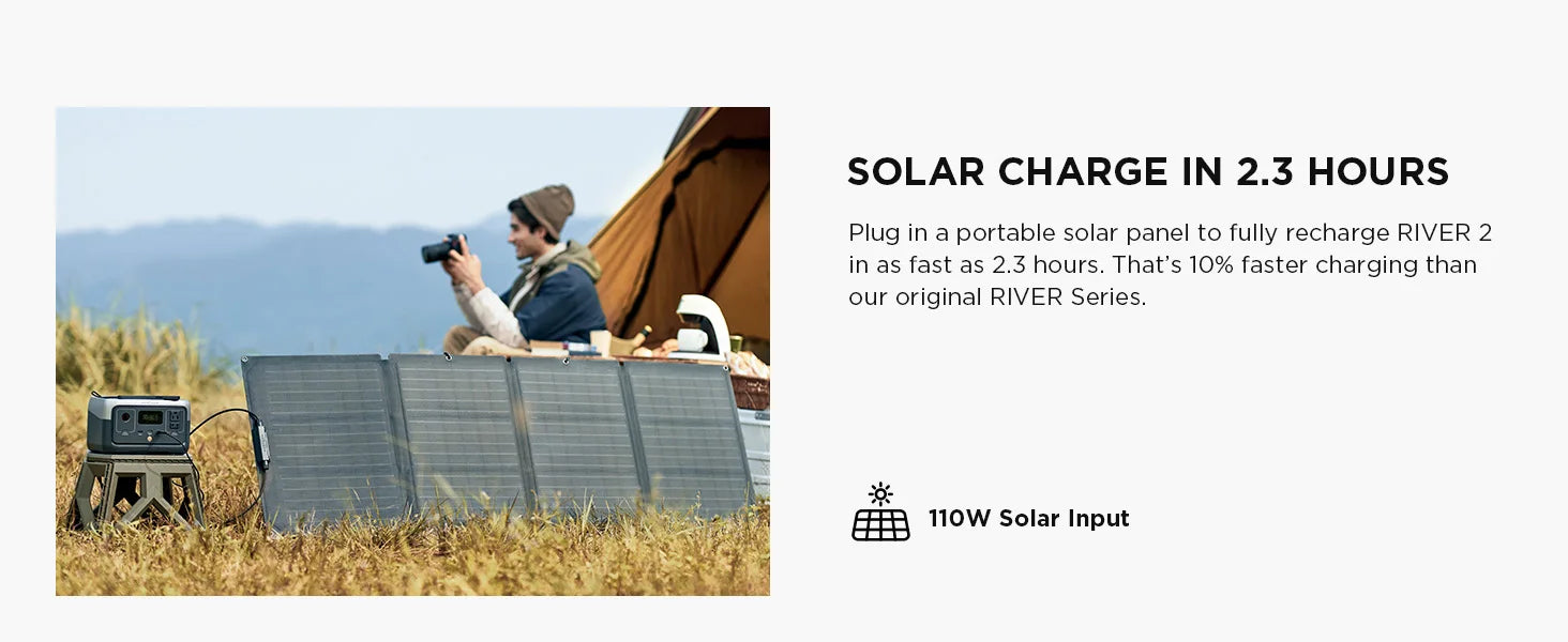 ECOFLOW Portable Power Station RIVER 2, 243Wh LiFePO4 Battery Solar Generator - Renewable Depot