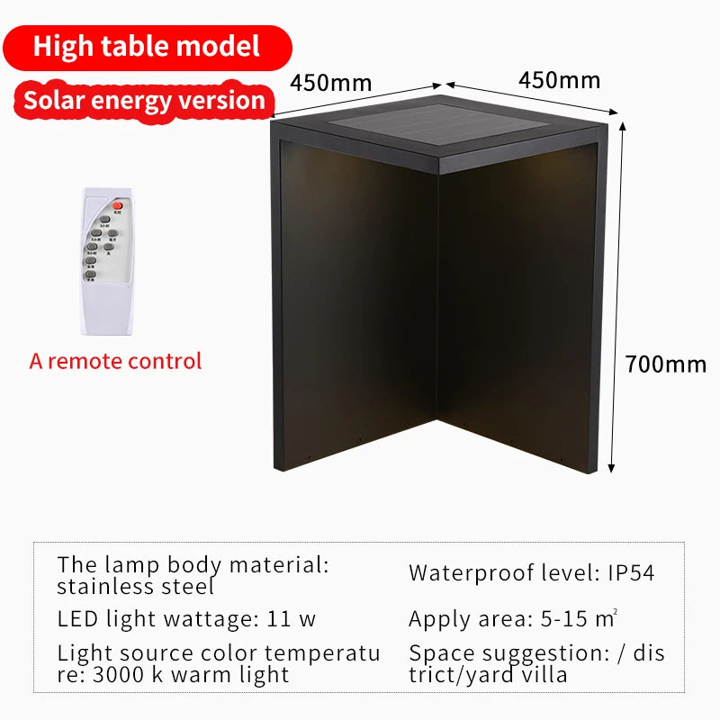 Garden Bar Table & Chair Solar Light - Landscape Outdoor Lighting