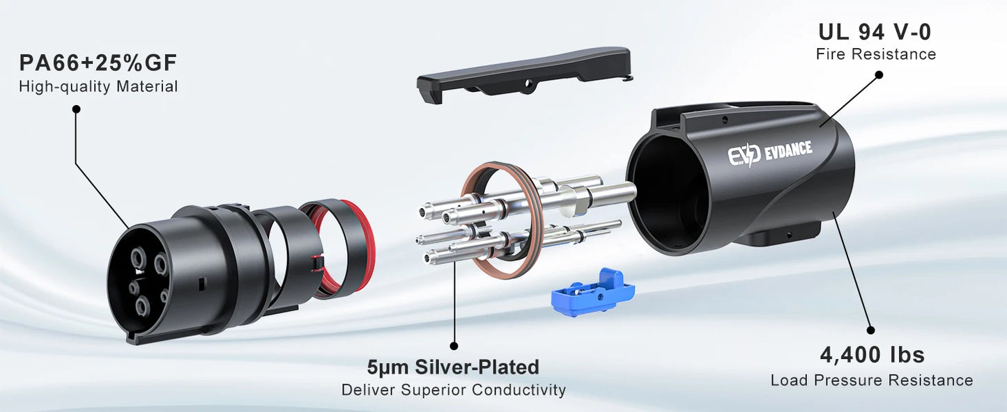 Tesla to J1772 EV Adapter Max 80A 250V 20kW