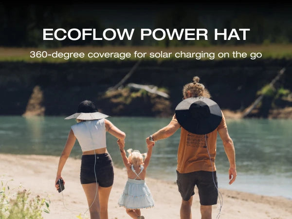 ECOFLOW Power Hat, Solar Charging Hat, XL 24 inch, Black - Renewable Depot