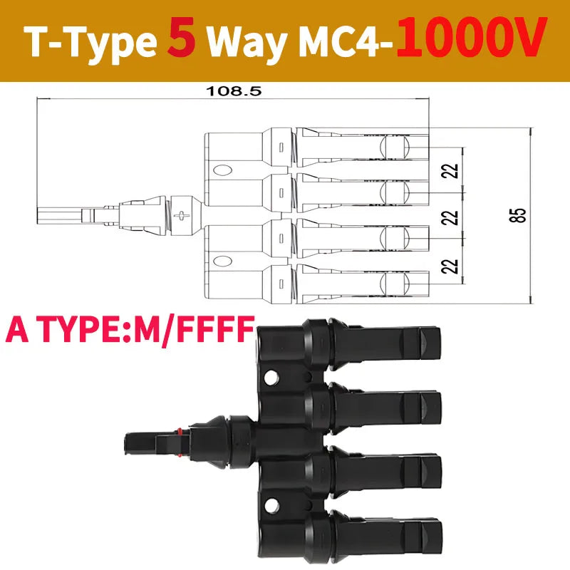 Solar Panel Parallel Connectors-T Branch 3/4/5/6/7Way - Renewable Depot