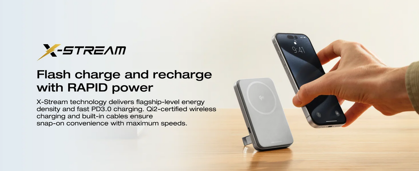 ECOFLOW Rapid Wireless Power Bank 5000mAh with Stand & Built-in USB-C Cables - Renewable Depot