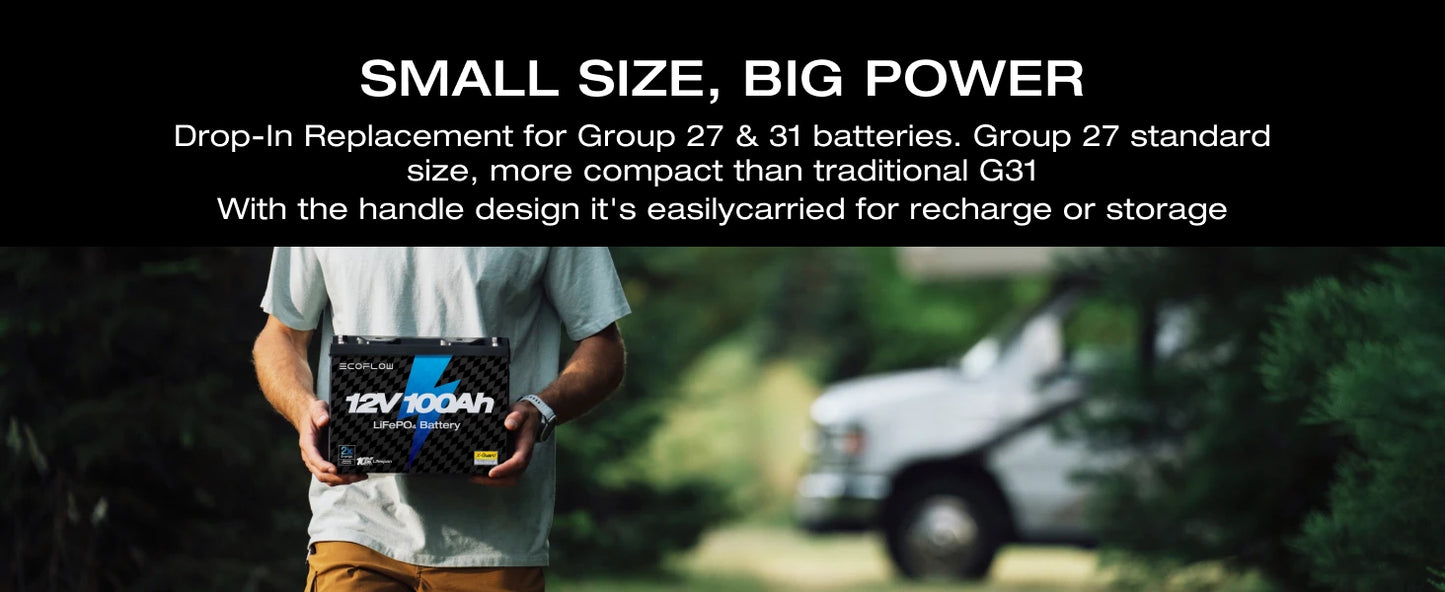 ECOFLOW 12V 100Ah LiFePO4 Battery - Built-In 100A BMS - Renewable Depot
