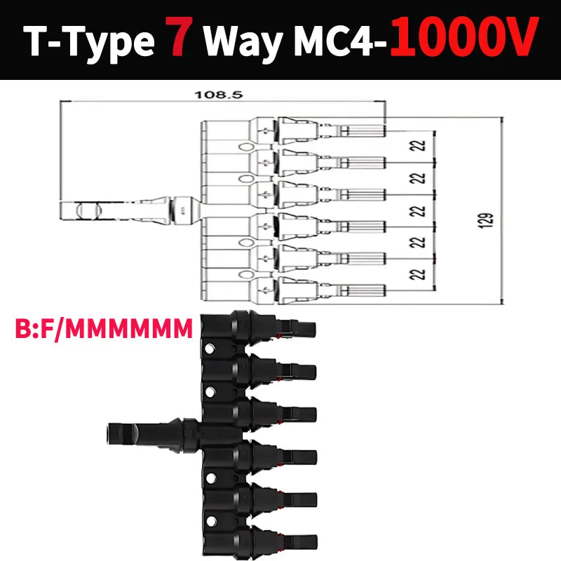 Solar Panel Parallel Connectors-T Branch 3/4/5/6/7Way - Renewable Depot