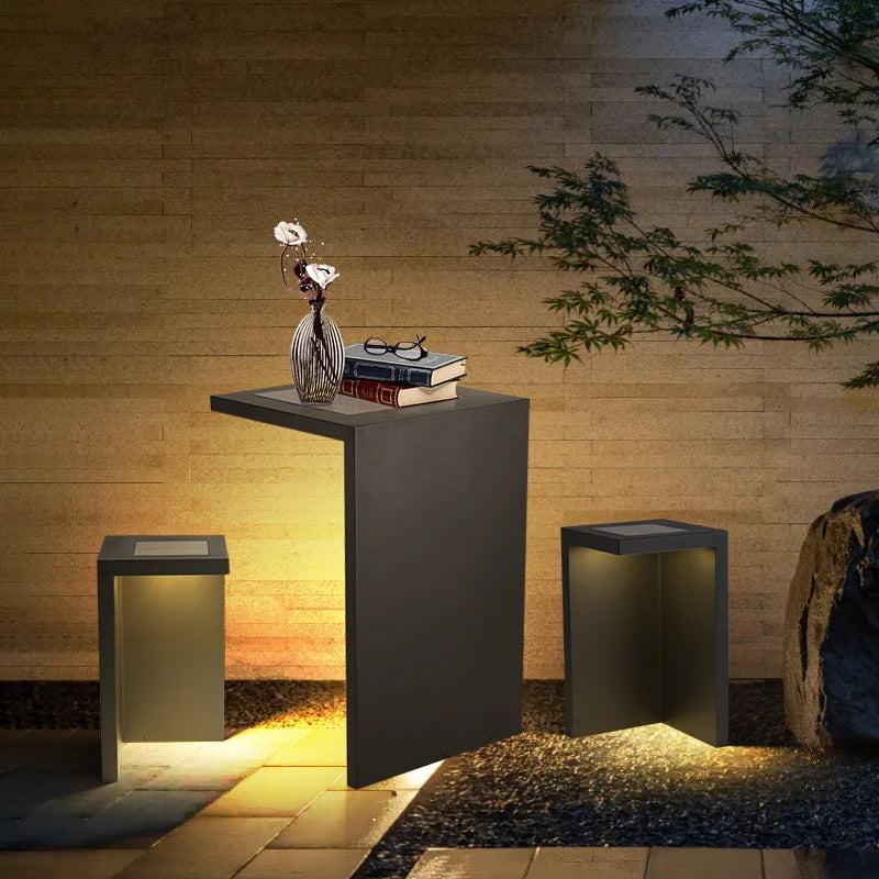 Garden Bar Table & Chair Solar Light - Landscape Outdoor Lighting