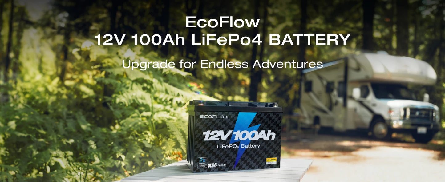 ECOFLOW 12V 100Ah LiFePO4 Battery - Built-In 100A BMS - Renewable Depot
