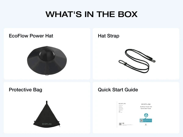 ECOFLOW Power Hat, Solar Charging Hat, XL 24 inch, Black - Renewable Depot