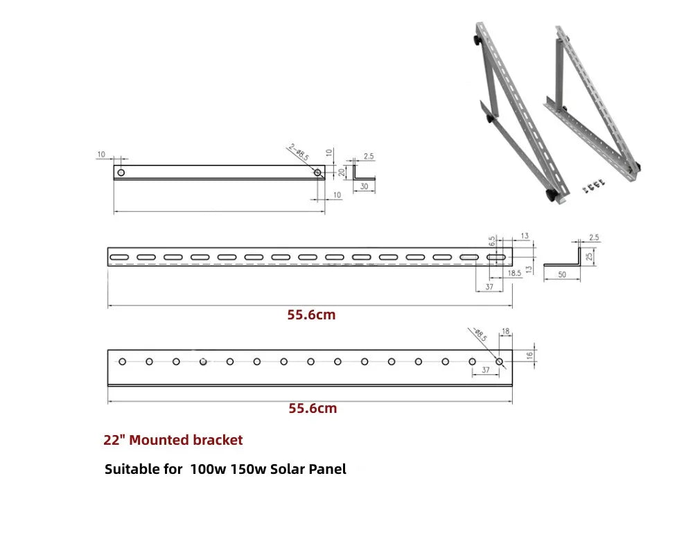 28“ Inch 712MM Triangle Aluminium Solar Panel Mounting Bracket - Renewable Depot