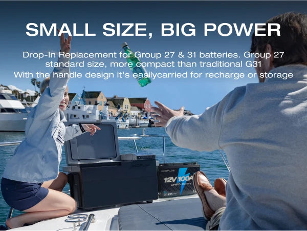 ECOFLOW 12V 100Ah LiFePO4 Battery, Built-In 100A BMS Group 27 - Renewable Depot