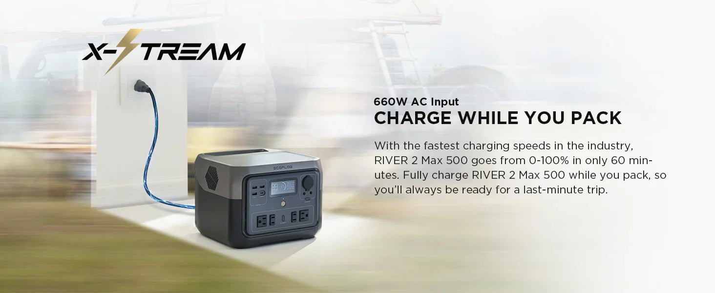 ECOFLOW Portable Power Station RIVER 2 Max, 499Wh/512Wh LiFePO4 Battery - Renewable Depot